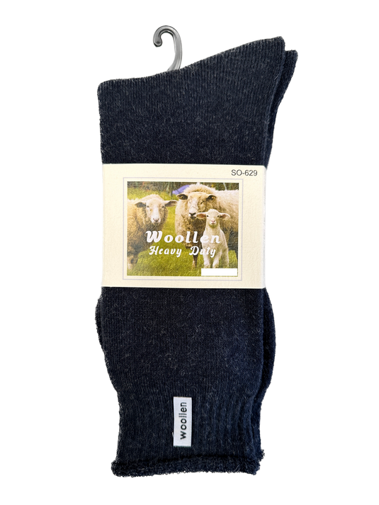1 Pair Premium Mens Wool Heavy Duty Thick Work Socks Cushion Woolen - Navy-0