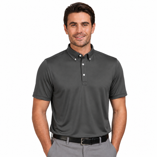 Sporte Leisure Mens Grand Duke Polo Shirt with Button Collar in Charcoal-1
