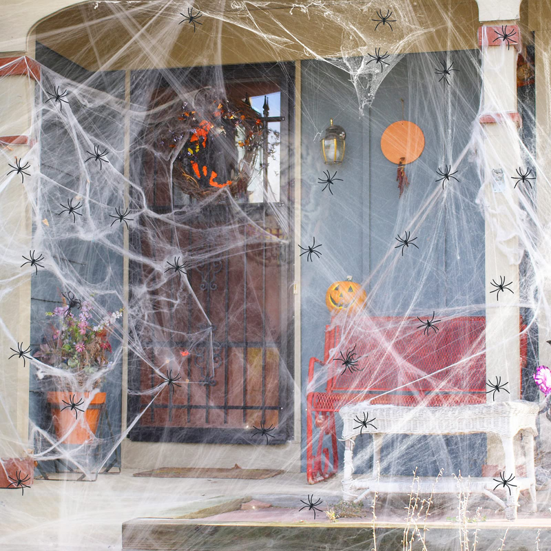 Load image into Gallery viewer, 12x HALLOWEEN STRETCHABLE SPIDER WEBS Spooky Decoration with Spiders Party Decor Ghost-4
