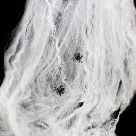 12x HALLOWEEN STRETCHABLE SPIDER WEBS Spooky Decoration with Spiders Party Decor Ghost-2