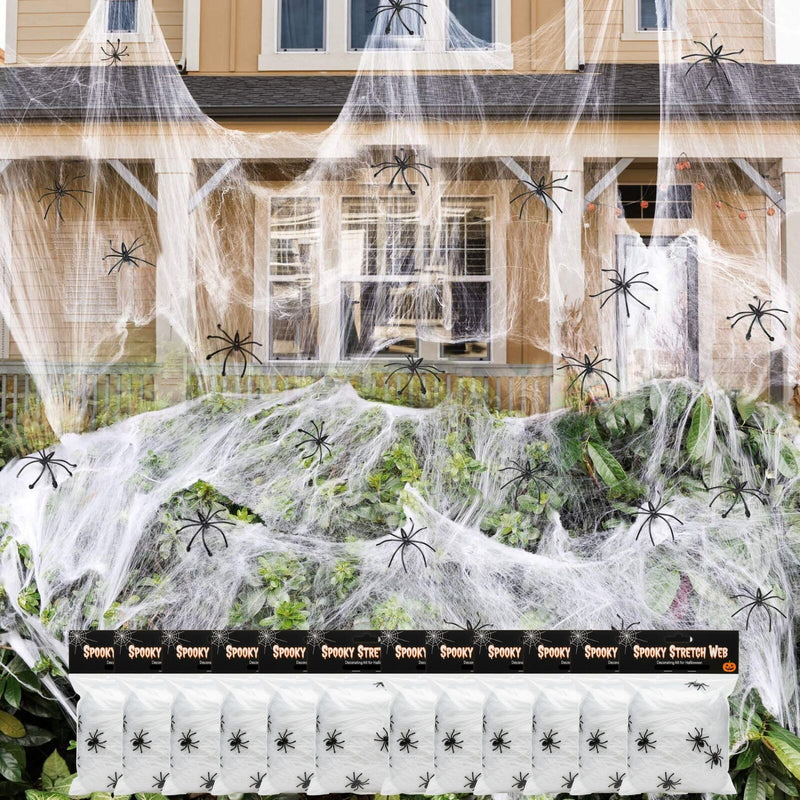 Load image into Gallery viewer, 12x HALLOWEEN STRETCHABLE SPIDER WEBS Spooky Decoration with Spiders Party Decor Ghost-0
