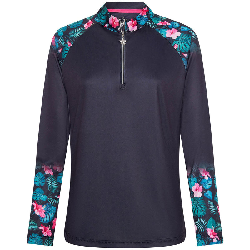 Load image into Gallery viewer, Sporte Leisure Womens Bay Long Sleeve Hawaiian Polo Top Shirt in French Navy-1
