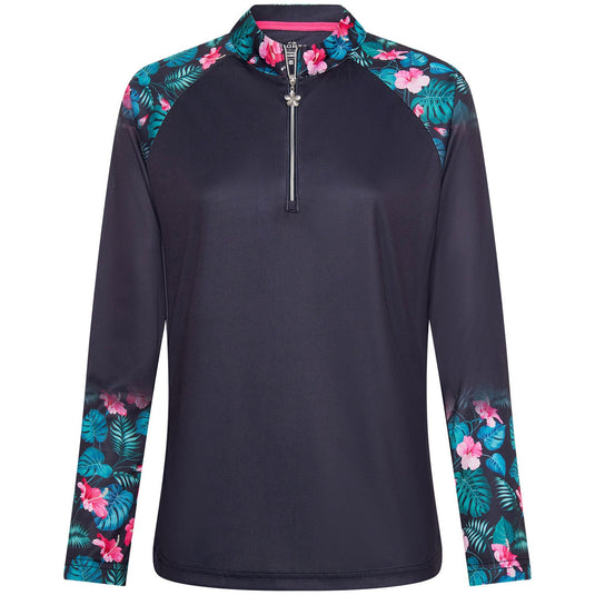 Sporte Leisure Womens Bay Long Sleeve Hawaiian Polo Top Shirt in French Navy-0
