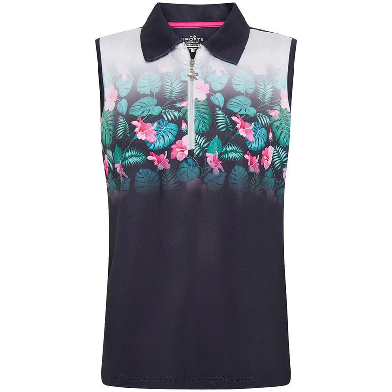 Load image into Gallery viewer, Sporte Leisure Dune Ladies Sleeveless Polo Shirt Top Golf Womens - French Navy-0
