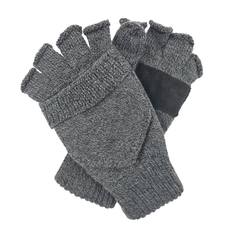 Load image into Gallery viewer, Dents Mens 3M Thinsulate Shooting Half Finger Fingerless Gloves/Mittens - Charcoal (Hunting)-0
