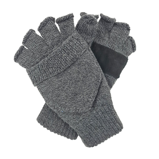 Dents Mens 3M Thinsulate Shooting Half Finger Fingerless Gloves/Mittens - Charcoal (Hunting)-0