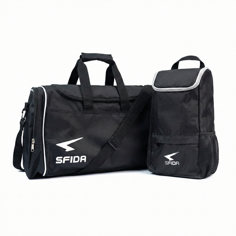 Load image into Gallery viewer, 38L Sports Duffle Gym/Football/Soccer Bag w/ Shoe Storage Bag in Black-0
