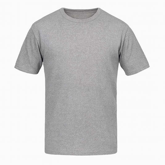 Mens Short Sleeve Cotton Top T Shirt Warm Winter Thermals - Grey Marle - 110cm (XXL)-1