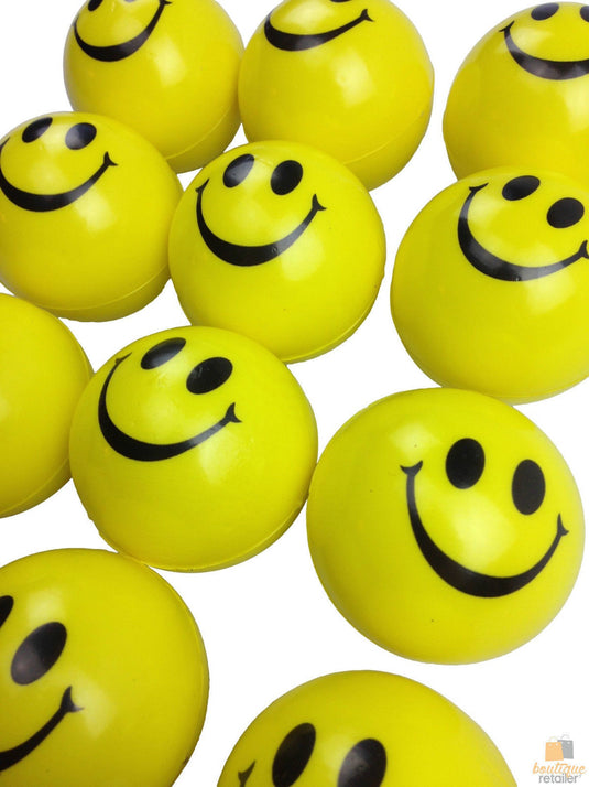 12x YELLOW STRESS BALLS Hand Relief Squeeze Toy Reliever Antistress Soft Smiley-3