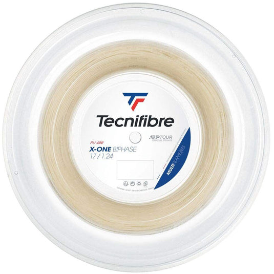 Tecnifibre X-One Biophase 1.24/17 Multifilament Tennis String Reel 200m Set in Natural (Made in France)-0