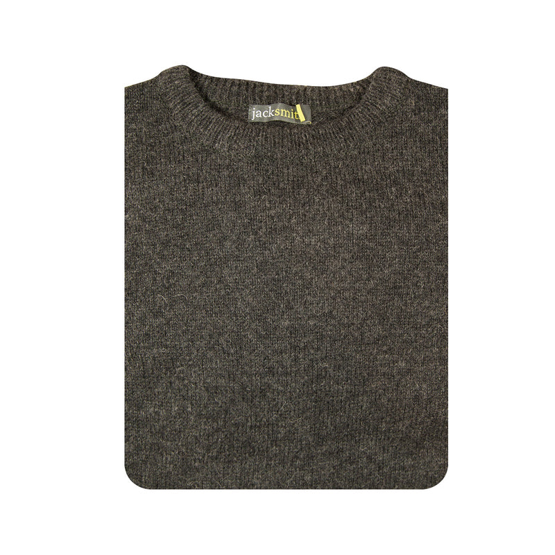 Load image into Gallery viewer, Mens 100% Shetland Ragg Wool Round Neck Knit Jumper Pullover Crew Sweater - Charcoal (29)-3
