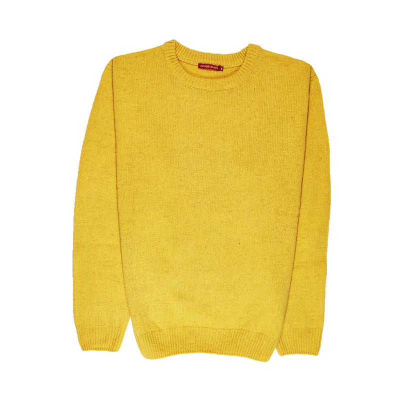 Load image into Gallery viewer, 100% SHETLAND RAGG WOOL CREW Round Neck Knit JUMPER Pullover Mens Sweater Knitted - Corn (14)-4
