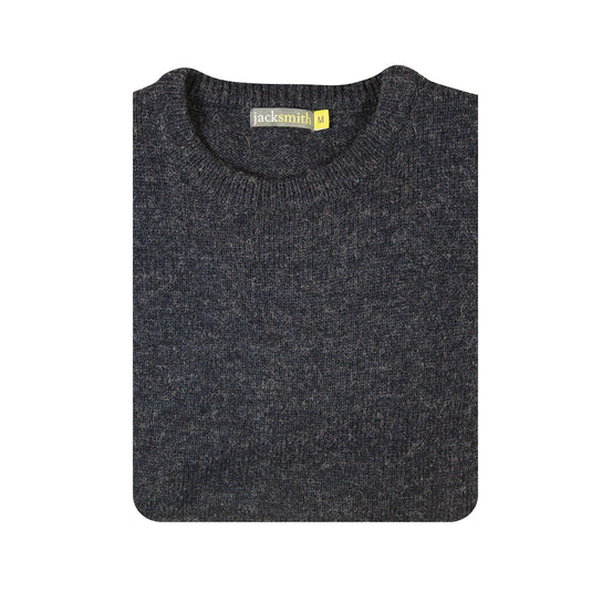 100% SHETLAND RAGG WOOL CREW Round Neck Knit JUMPER Pullover Mens Sweater Knitted - Navy-4