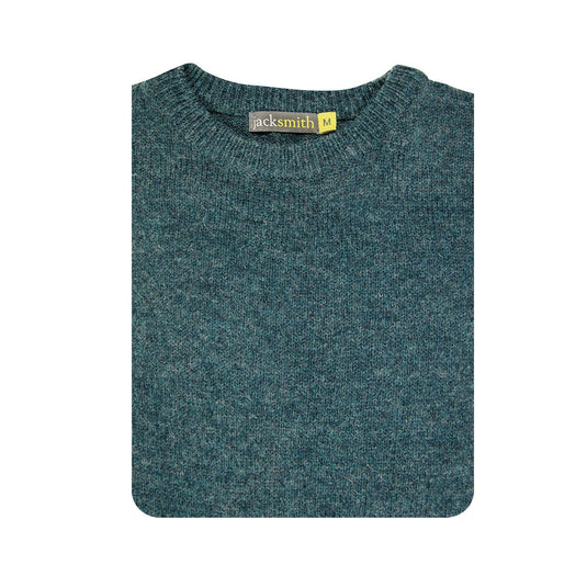 100% SHETLAND RAGG WOOL CREW Round Neck Knit JUMPER Pullover Mens Sweater Knitted - Sherwood-4
