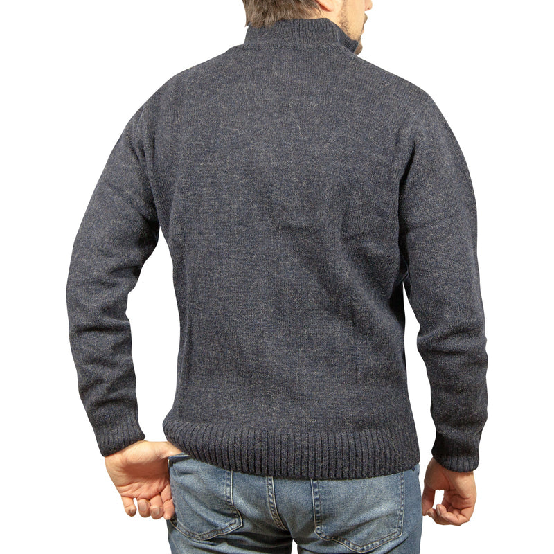 Load image into Gallery viewer, 100% SHETLAND RAGG WOOL Half Zip Up Knit JUMPER Pullover Mens Sweater Knitted - Denim Blue-2
