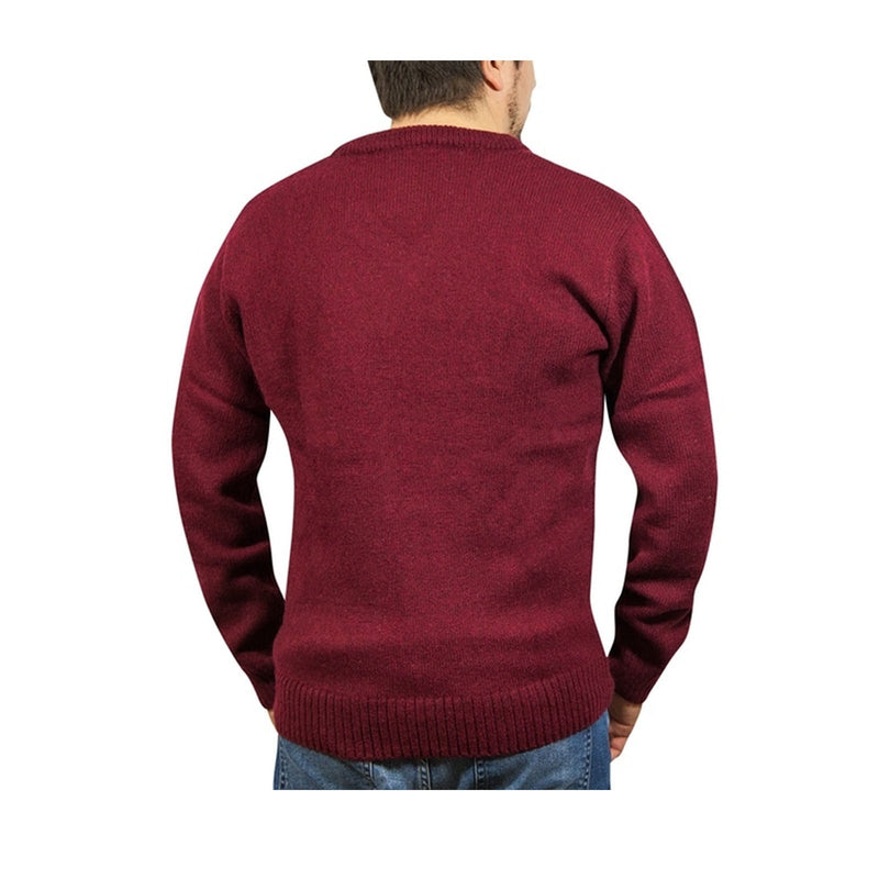 Load image into Gallery viewer, 100% Shetland Ragg Wool V Neck Knit Jumper Pullover Mens Sweater Knitted - Burgundy-3
