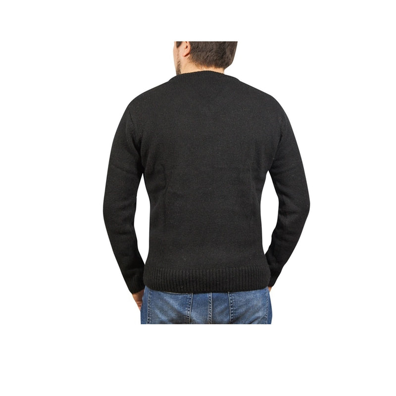 Load image into Gallery viewer, 100% Shetland Ragg Wool V Neck Knit Jumper Pullover Mens Sweater Knitted - Plain Black-3
