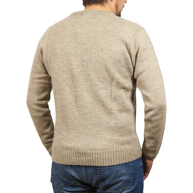 Load image into Gallery viewer, 100% Shetland Ragg Wool V Neck Knit Jumper Pullover Mens Sweater Knitted - Oat Marle-3
