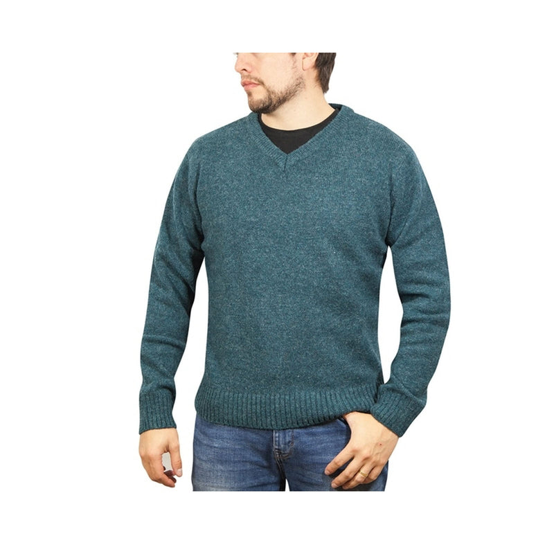 Load image into Gallery viewer, 100% Shetland Ragg Wool V Neck Knit Jumper Pullover Mens Sweater Knitted - Sherwood-1
