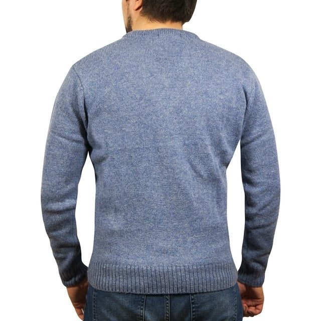 Load image into Gallery viewer, 100% Shetland Ragg Wool V Neck Knit Jumper Pullover Mens Sweater Knitted - Sky-3
