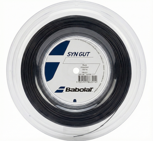 Babolat Synthetic Gut 200m Tennis String Reel in Black (130/16)-1