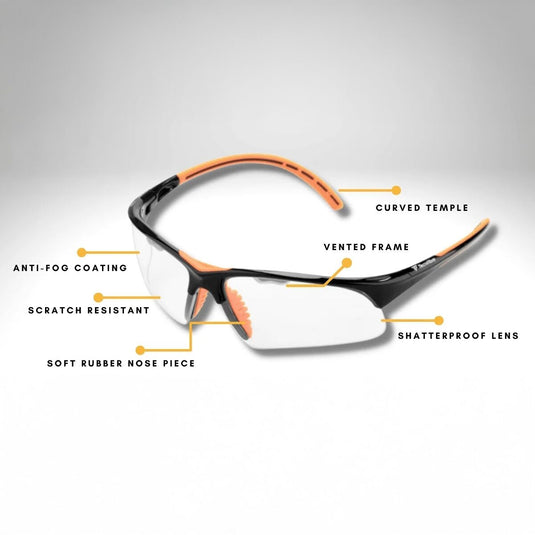 Tecnifibre Squash Absolute Protective Glasses Sports Eyewear in Black/Orange-4