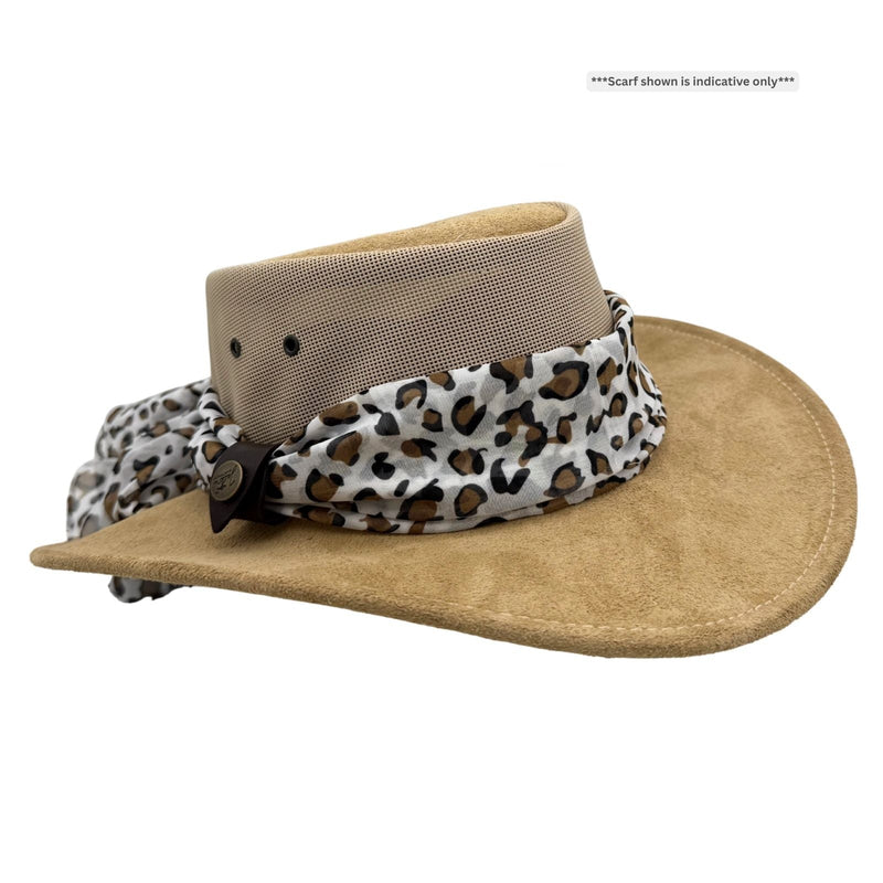 Load image into Gallery viewer, Jacaru 1022 Shady Lady Hat – Suede Breeze | Scarf | Australia
