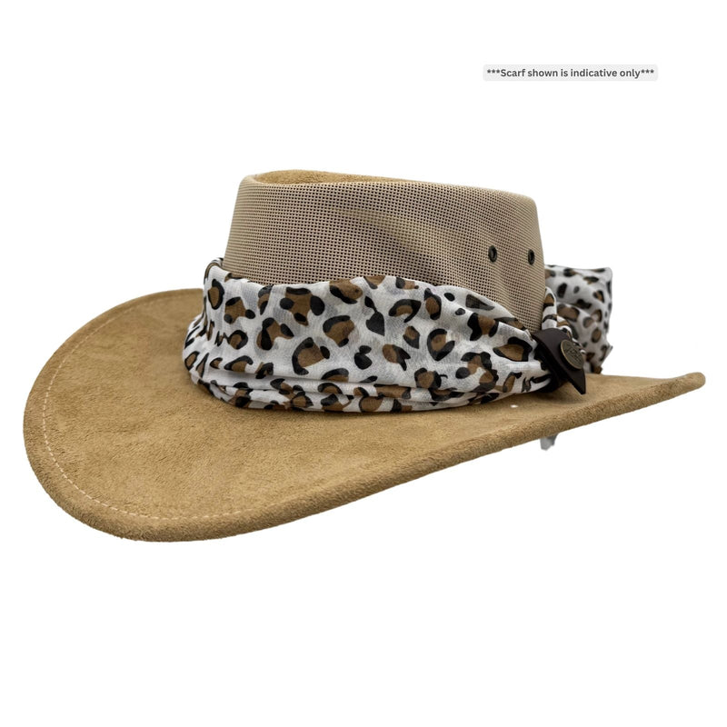 Load image into Gallery viewer, Jacaru 1022 Shady Lady Hat – Suede Breeze | Scarf | Australia
