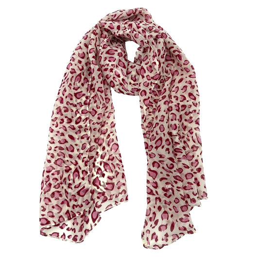Jacaru Pink Leopard Print Scarf 1679/55