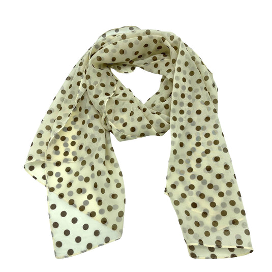Jacaru 1684/4 Beige Polka Dot Scarf – Lightweight Chiffon | One Size Fits Most