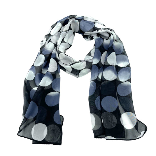 Jacaru 1682 Grey Bubbles Scarf – Lightweight Chiffon | One Size Fits Most