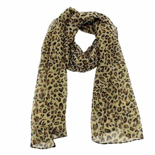 Jacaru Brown Leopard Print Scarf 1679/15