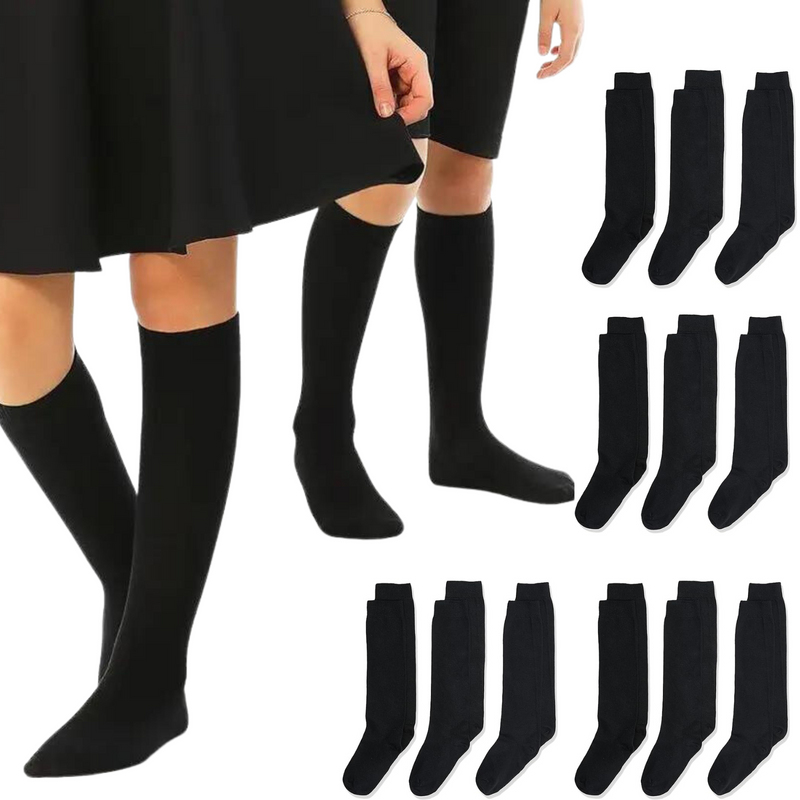 Load image into Gallery viewer, 12x Pairs School Uniform Knee High Socks Cotton Rich Girls Boys Kids Bulk - Black-0
