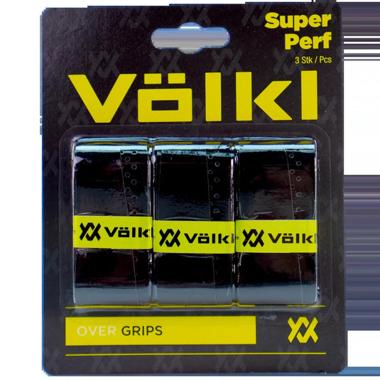 Volkl Super Perf Over Grip Overgrip Tennis Squash Badminton - 3 Pack - Black-2
