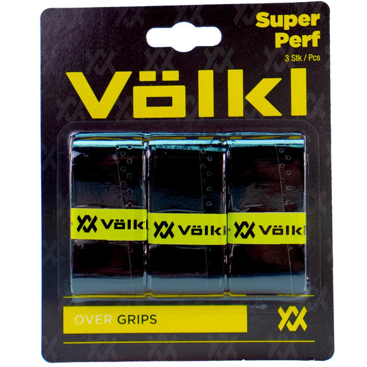 Volkl Super Perf Over Grip Overgrip Tennis Squash Badminton - 3 Pack - Black-1