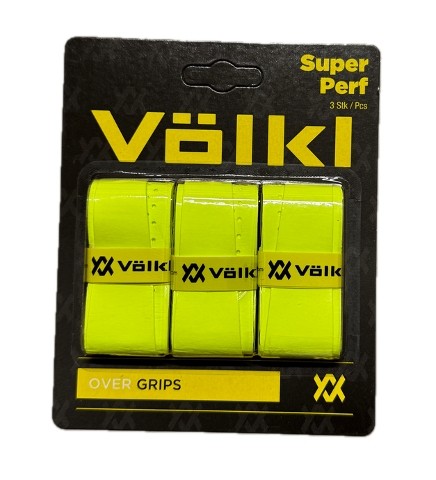 Volkl Super Perf Over Grip Neon Yellow Overgrip Tennis Squash Badminton - 3 Pack-0