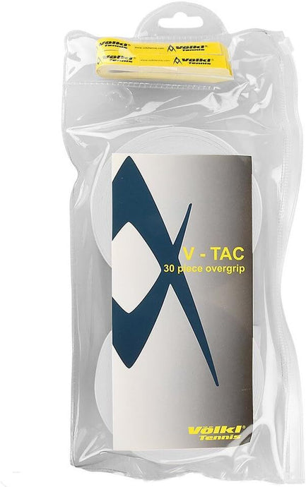 Volkl V-Tac Overgrips Bulk Tennis Badminton Squash Over Grip - White (30 Pack)-0