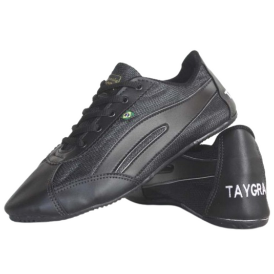 TAYGRA Slim Shoe Vegan Leather Recycled Flexible Ethical Handmade Sneakers Eco - All Black-1