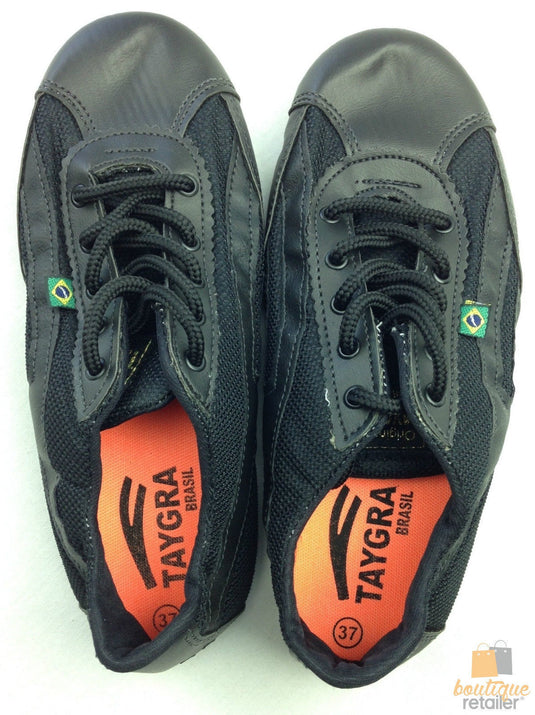 TAYGRA Slim Shoe Vegan Leather Recycled Flexible Ethical Handmade Sneakers Eco - All Black-4