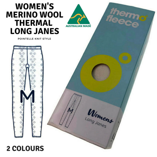 Womens Pure Merino Wool Pointelle Knit Long Janes Thermal Underwear Thermals-1