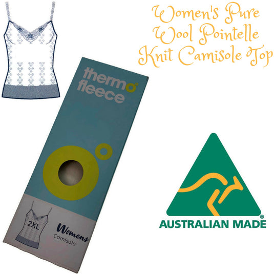 Womens Pure Merino Wool Pointelle Knit Camisole Thermal Top Cami Thermals-1