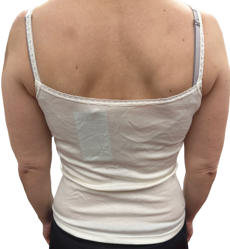 Load image into Gallery viewer, Thermo Fleece Ladies Pure Wool Camisole w Lace Thermal Thermals Top Singlet - Natural-4
