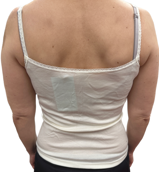 Thermo Fleece Ladies Pure Wool Camisole w Lace Thermal Thermals Top Singlet - Natural-4