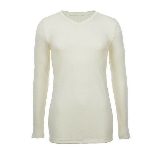 Mens 100% Pure Merino Wool V-Neck Long Sleeve Top T Shirt Thermal Underwear-3