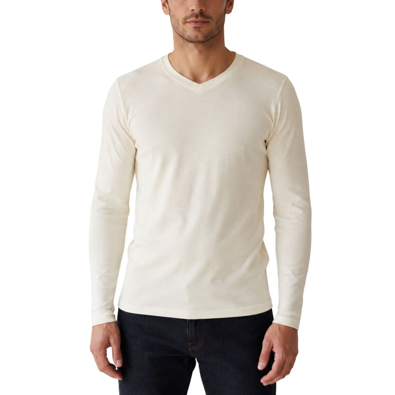 Load image into Gallery viewer, Mens 100% Pure Merino Wool Thermal Underwear V Neck Long Sleeve Top - Natural-1
