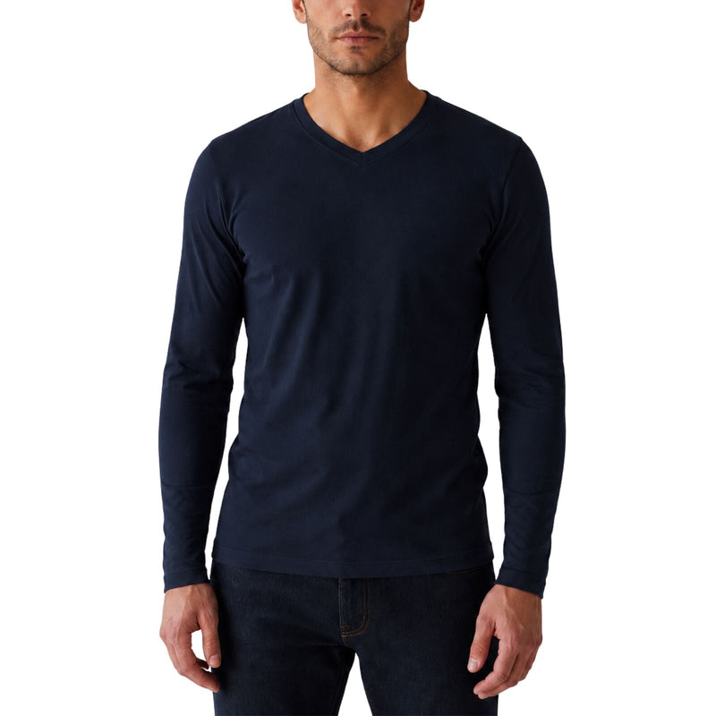 Load image into Gallery viewer, Mens 100% Pure Merino Wool Thermal Underwear V Neck Long Sleeve Top - Navy-0
