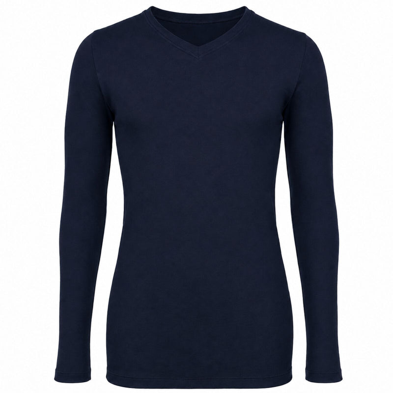 Load image into Gallery viewer, Mens 100% Pure Merino Wool Thermal Underwear V Neck Long Sleeve Top - Navy-3

