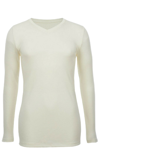 Mens 100% Pure Merino Wool V-Neck Long Sleeve Top T Shirt Thermal Underwear-0