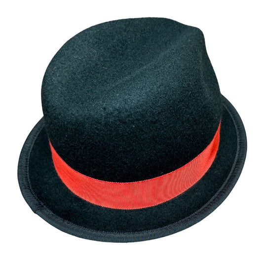 Wool Felt Trilby with Red Ribbon in Black Size XL - Made in Australia-4