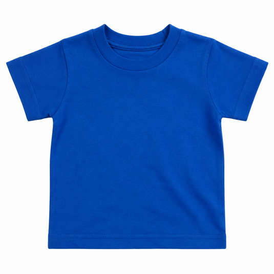 BABY & TODDLER PLAIN T SHIRT 100% COTTON Basic Blank Tee Top Teen Teenager Crew Kids - Bright Blue-2